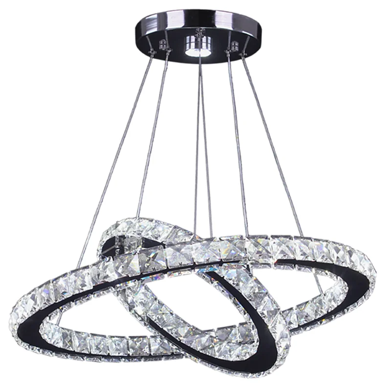 Best Selling 2 Rings Pendant Lighting Chandelier Modern Lamparas Colgantes Crystal Ceiling Light Fixtures for Living Room MP003