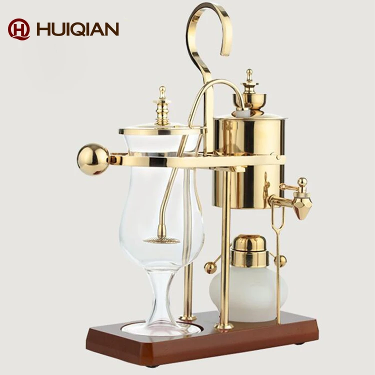

Amazon Hot Sale Gold Silver Stainless Steel Siphon Ceramic Espresso Belgium Royal Balancing Coffee Maker, Customized