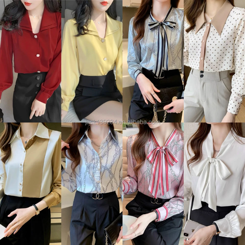 

2022 Women Casual O Neck Long Sleeve Button Shirts Fall Tops For Women Blouses