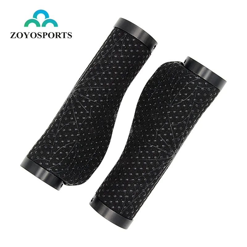 

ZOYOSPORTS bilateral locking grips mountain bike silicone microfiber velvet grips Bicycle Handlebar Grips, Black