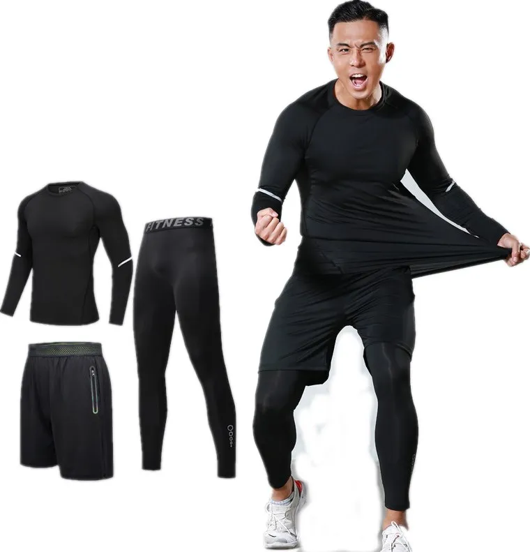 

Sports Suit Men's Quick-drying Suit High-elastic Three-piece Basketball Running Fitness Training Suit, Customized colors