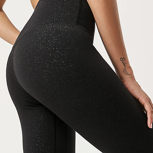 

Amazon's new double-sided nude yoga pants with dark pattern for women with high waist and matte printyoga gym pants, As picture