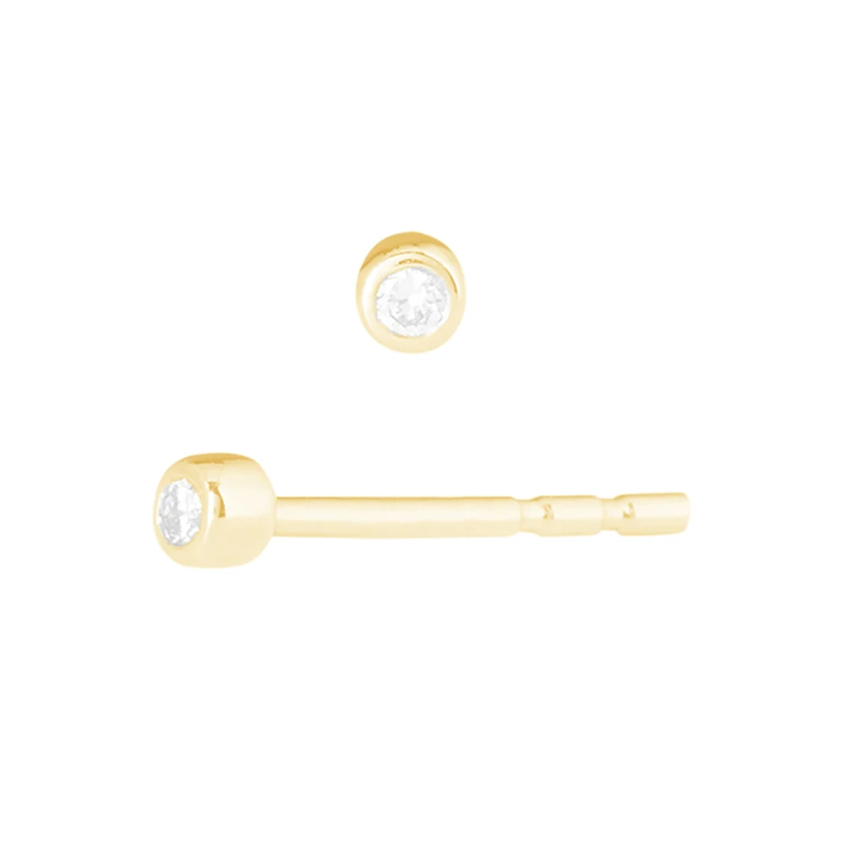 

simple gift 18k gold plated luxury jewelry popular 925 sterling silver high polish diamond stud earrings for women