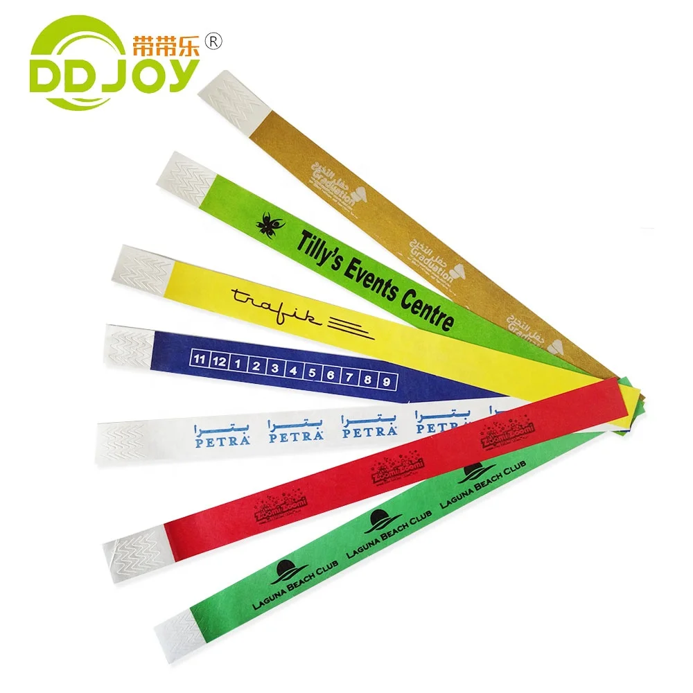 

New Products China Non Removable Wristband Composite Paper Plastic Materials Cheap Custom Tickets Wrist Band / Bracelet, Green,red,blue,pink,yellow,ects