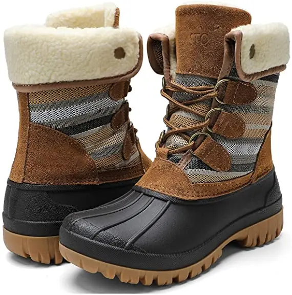 

2021 buckle strap mid brown winter warm fur casual women's snow boots