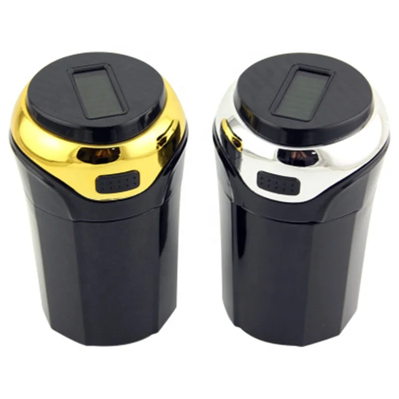 

Creative Pressing Type Covered Plastic LED Light Car Ashtray, Sliver/gold