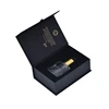 Customized black decorative closure rigid cardboard cosmetic paper packing box with foam insert
