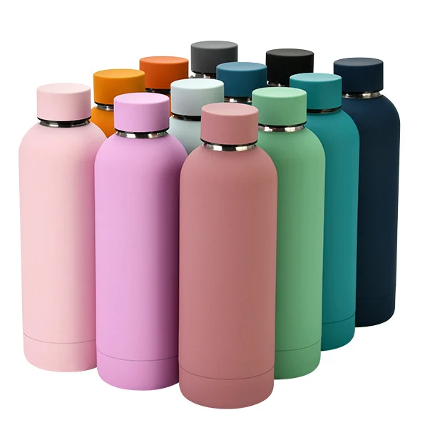 

Cool-Chunlong Soft touch 500ml stainless steel vacuum flask thermos water bottles with rubber paint, Customized pantone color