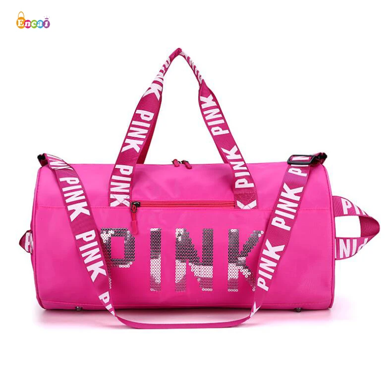 

2020 Newest Rolling PINK Sequins Travel Bags Fashion Women Sport Bags For Gym Yoga Duffel Bag
