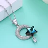 Cartiray Star and Moon Crystal Personalized Custom Names Necklace Women Pendant Silver Neckless for women