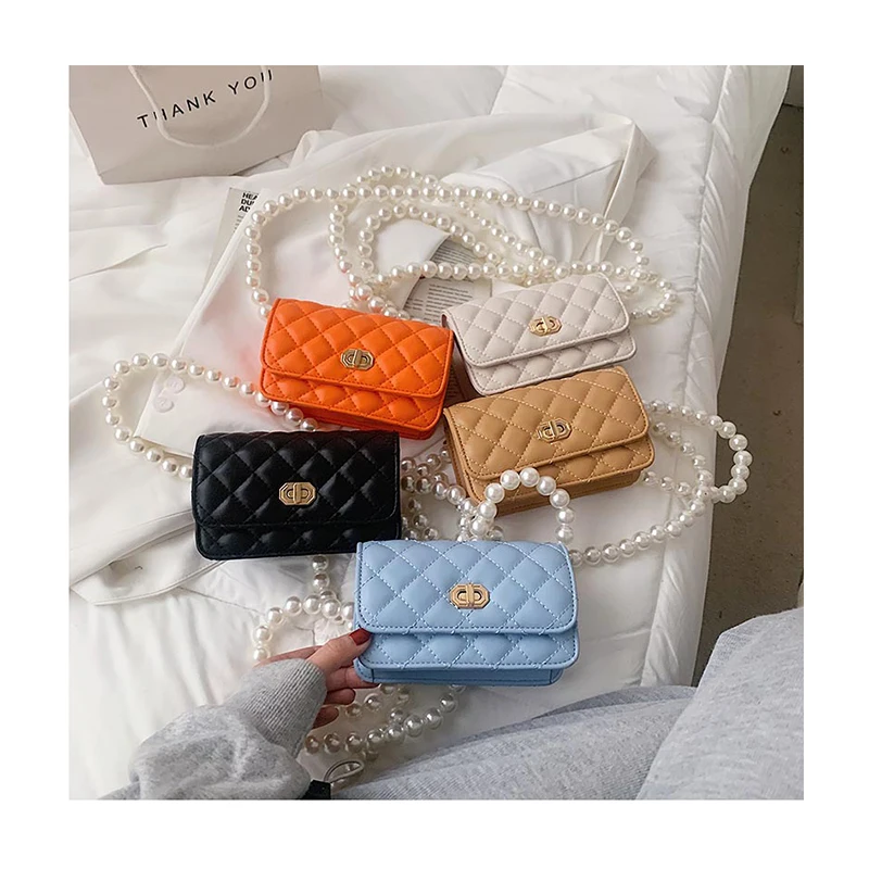 

Mini Rhombus Pattern Purses Lozenge Handbags for Women 2021 Crossbody Bag Famous Brand Totes Luxury Designer Pearls Chain Bags
