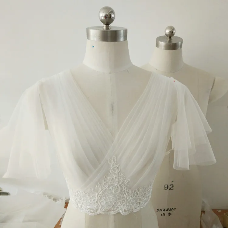 Bridal Bolero Elegant Charming Tulle Jacket With Lace Appliques Wedding Accessories