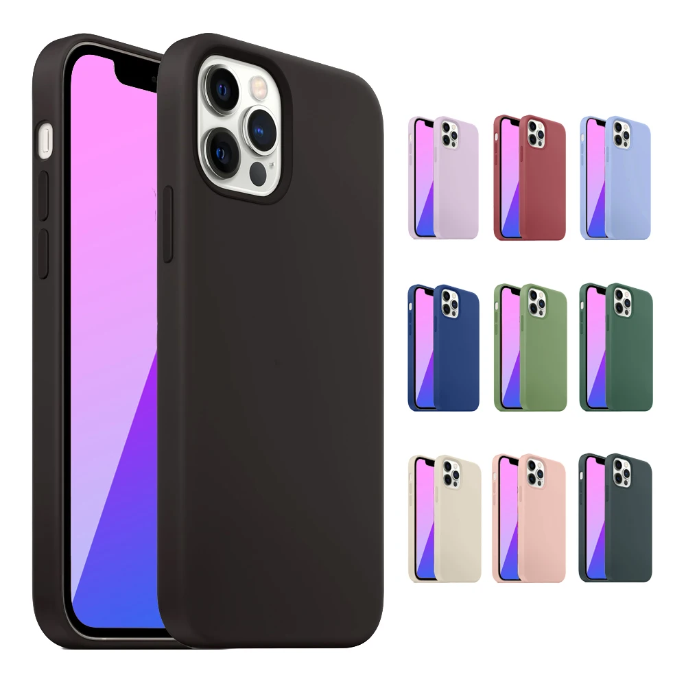 

Anti Shock Proof Slim Original Liquid Soft TPU Silicone Cover Cell Phone Case For iPhone 11 12 Pro Max Mini Mobile Cover