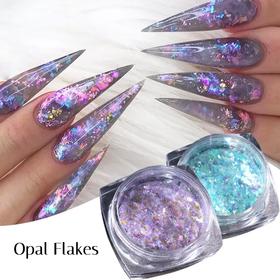 

12 color Fire Opal Nails Powder Crystal Ice Flakes Glitter Irregular Sequin Gel Holo Nail Sequins Nail Pigment, 12 colors optional
