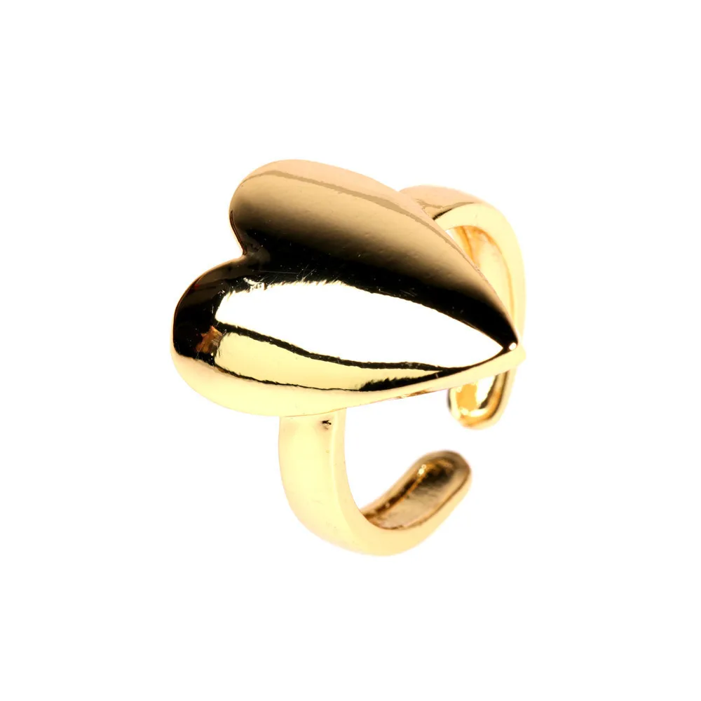 

New cross-border heart-shaped glossy copper plated 18K ring index finger open ring