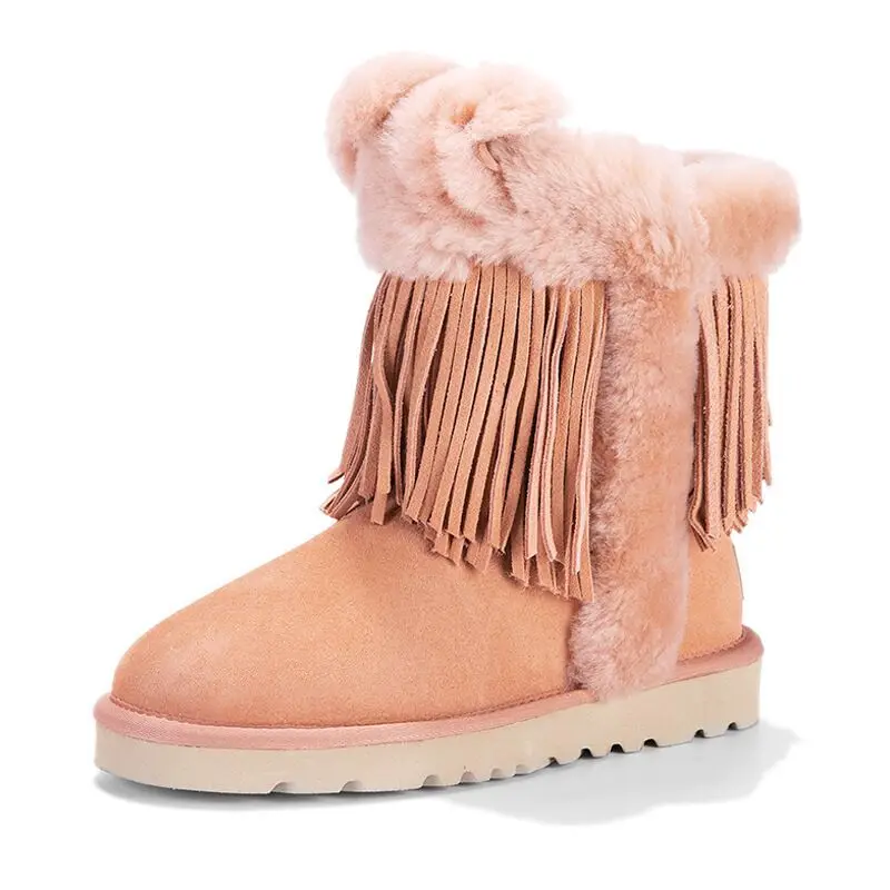 

Children, boys and girls new sheep and fur integrated tube tassel thickened warm cotton shoes snow boots