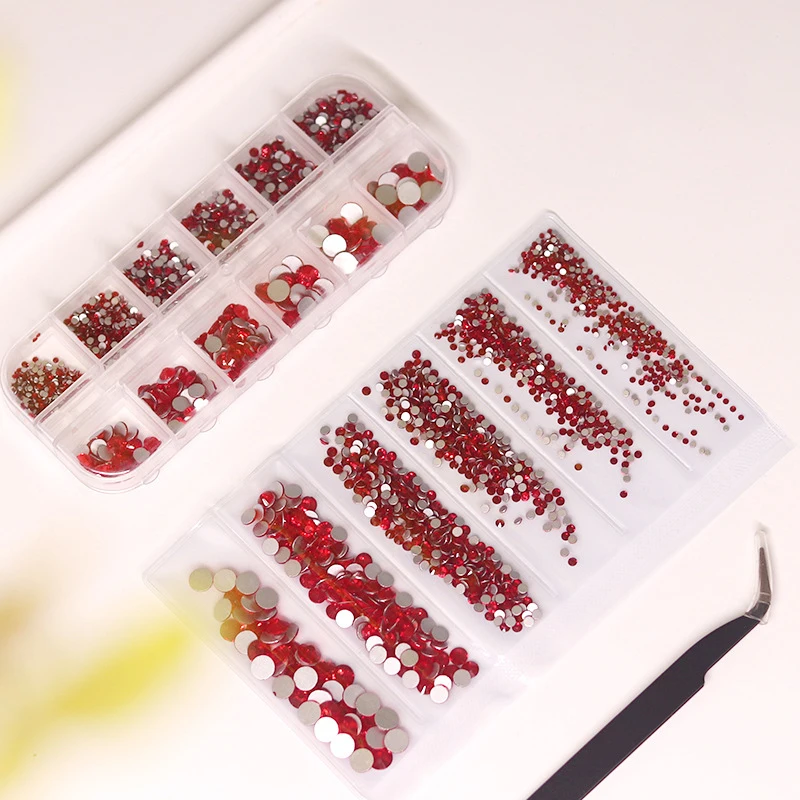 

Supply AB Crystal Rhinestones Set 1440 Pieces Plus Round  Shape Rainbow Glass Rhinestone for Nails Decoration Tools