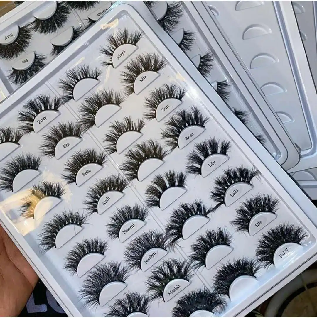 

Wholesale Price False Eyelashes with custom box 25MM mink eyelashes, Black,oem