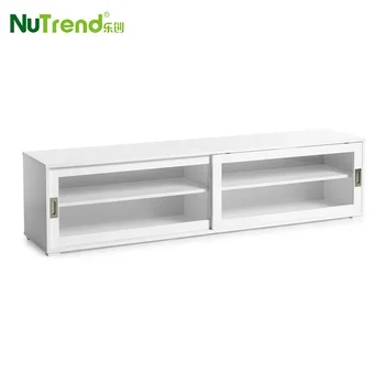 Wooden Modern Tv Cabinet With Glass Sliding Doors White Tv Stands