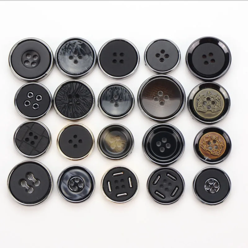 

Resin Combination Four Holes Black Button Men and Woman Coat Windbreaker Suit Button, As described