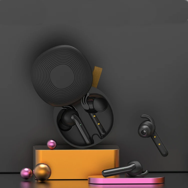 2019 Latest innovative 360 rotary cover decompression artifact touch tws V5.0 wireless earphone Lanyard bluetoo mini tws earbuds