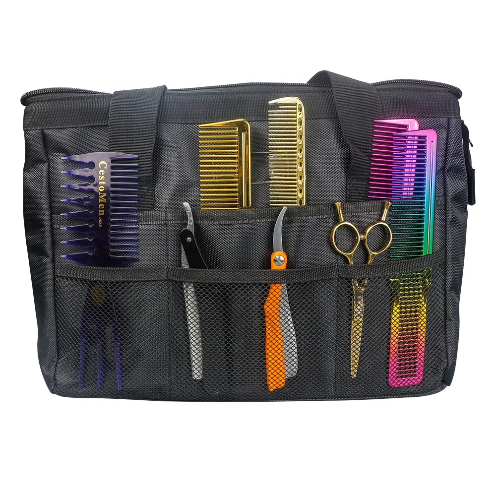 

Custom Logo Black Portable Salon Barber Handbag Hairstyling Scissors Comb Holder Bag Hairdressing Tools Bag
