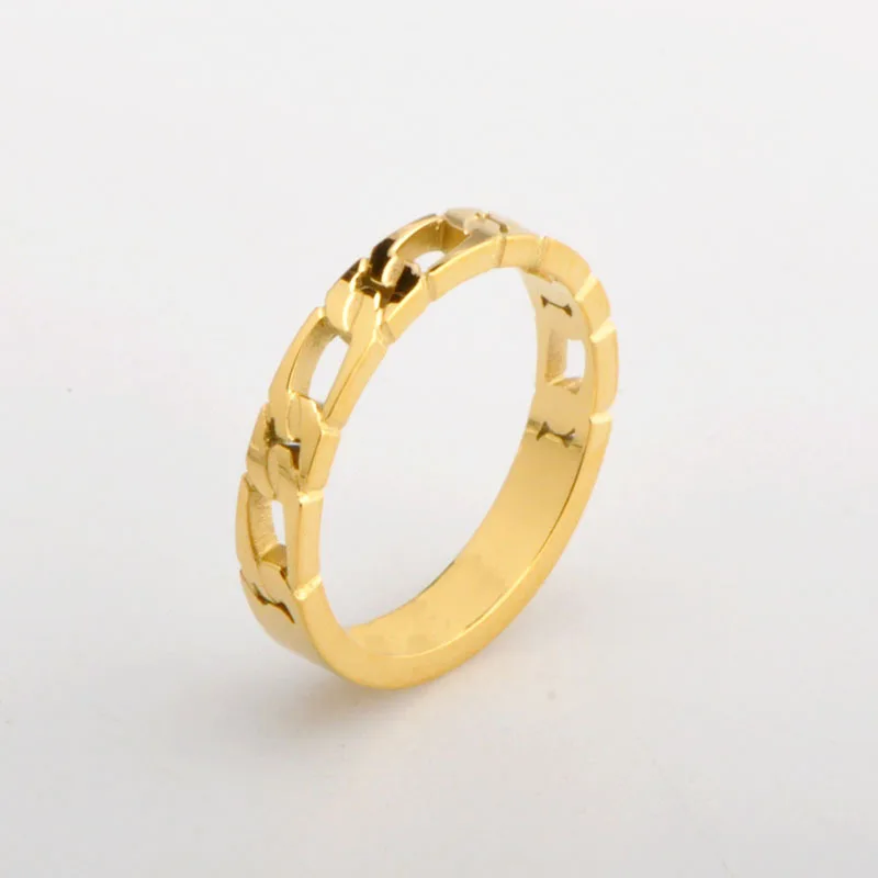 

Hollow flat chain wound titanium steel ring women's fashion chain ring