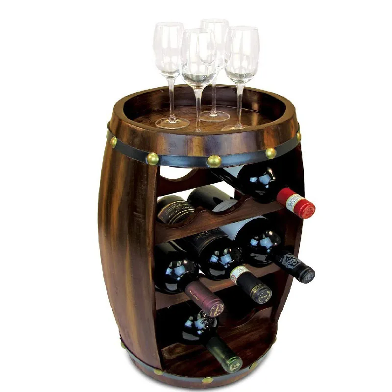 

Amazon new 8-bottle oak barrel wine rack for bar