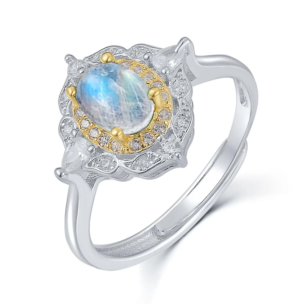 

Top Sale 0.50ct Natural Gemstone Series Authentic Moon Sterling Silver Moonstone 925 Ring For Engagement Wedding Ring