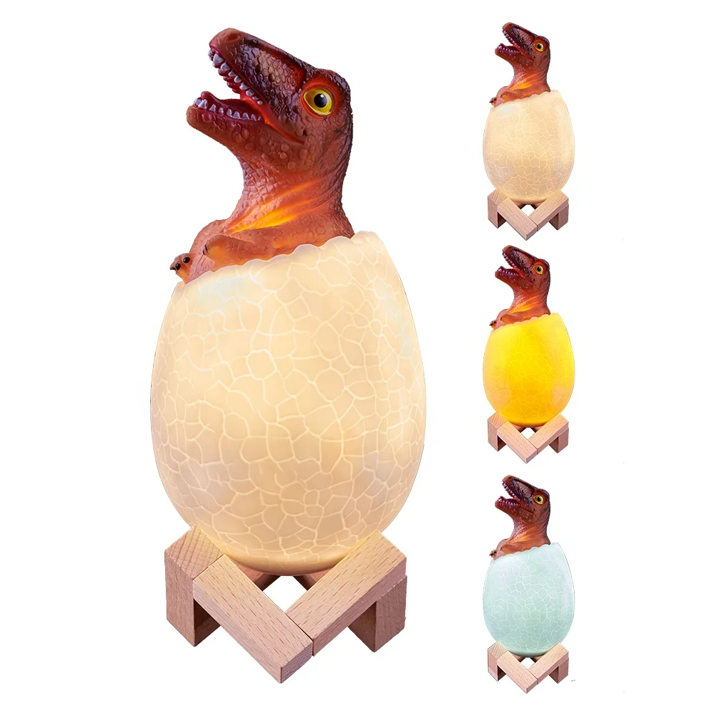 3 color PVC 3D Dinosaur Egg Shape Led Night Light Bedside Lamp For Boy Room Decoration