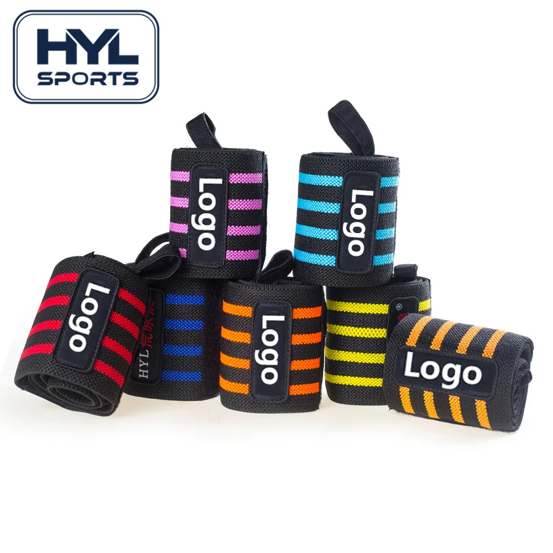 

HYL-2633 Custom logo adjustable fitness compression weight lifting straps gym wrist support wraps