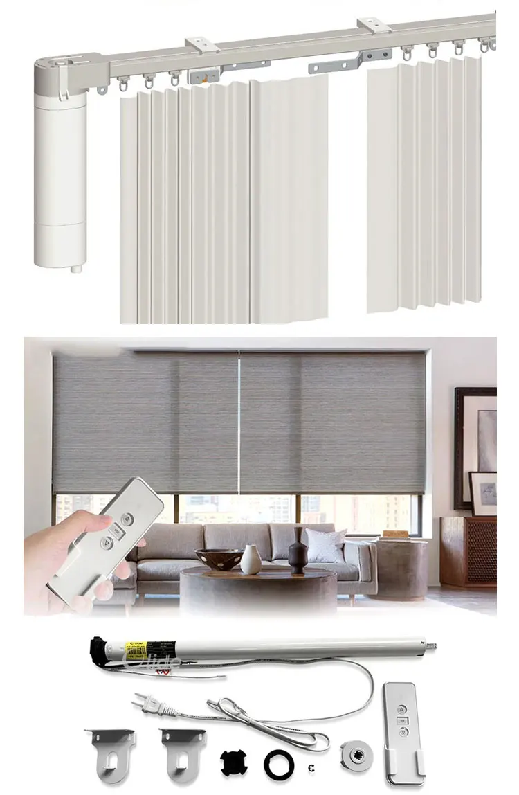Smart motorized Curtain  Customizable Aluminium Track Electric With Electric Curtain Motor