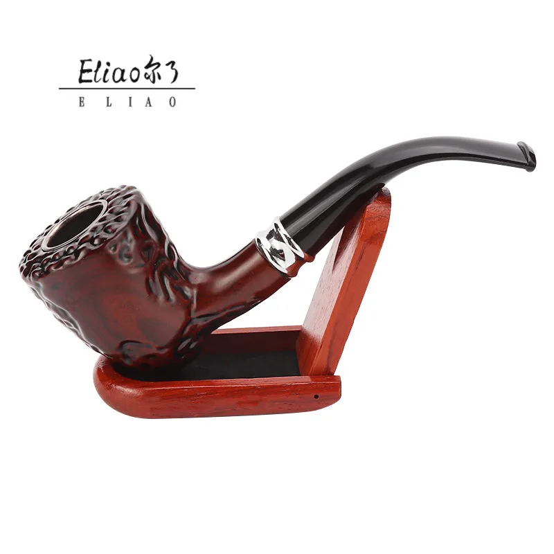 

Erliao Sent Randomly Creative Carved Resin Pipe For Smoking Gift Boxes Can Be Dismantled Bent Cigarette Pipes Tobacco Pipe, Maroon