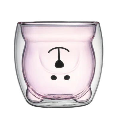 

Cute Bear Shape Double Wall Glass coffee Milk Cup Drinkware coffee Mug Gift