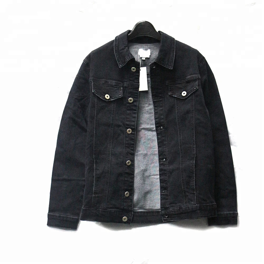 

Women stock black distressed jacket over size denim jackets, Black or as customers' requested