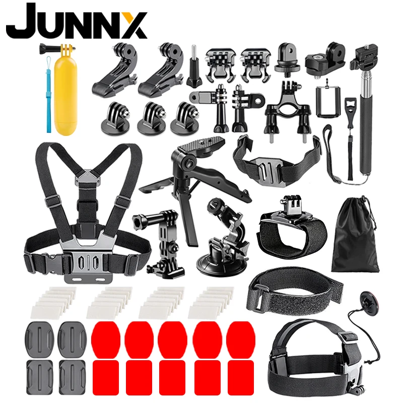 

JUNNX 65-in-1 Action Sports Camera Go Pro Accessories Kit for Gopro Hero 10 9 8 7 6, Insta360, DJI, Xiaoyi, SCJAM, Black,welcome oem/odm
