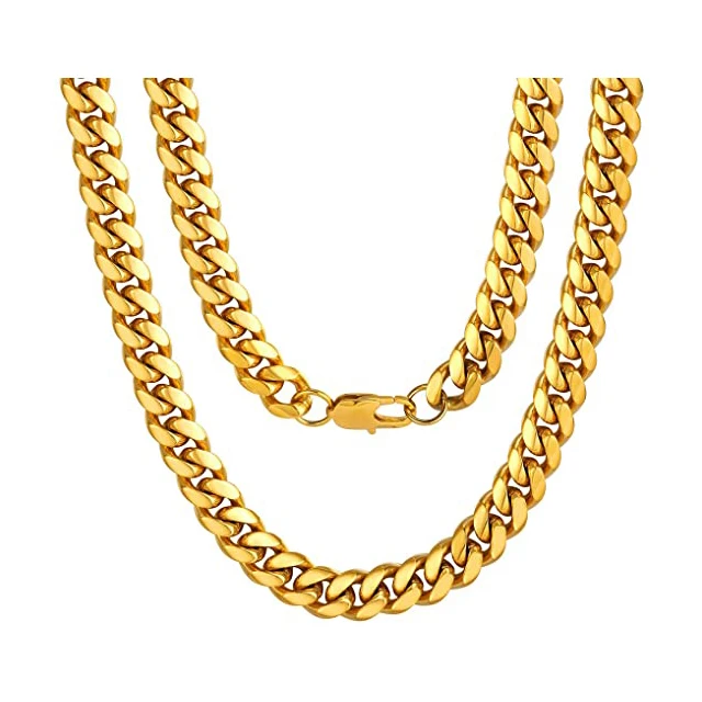 Fashion Wide Chunky Chain Gold Plated Stainless Steel Necklace for Women