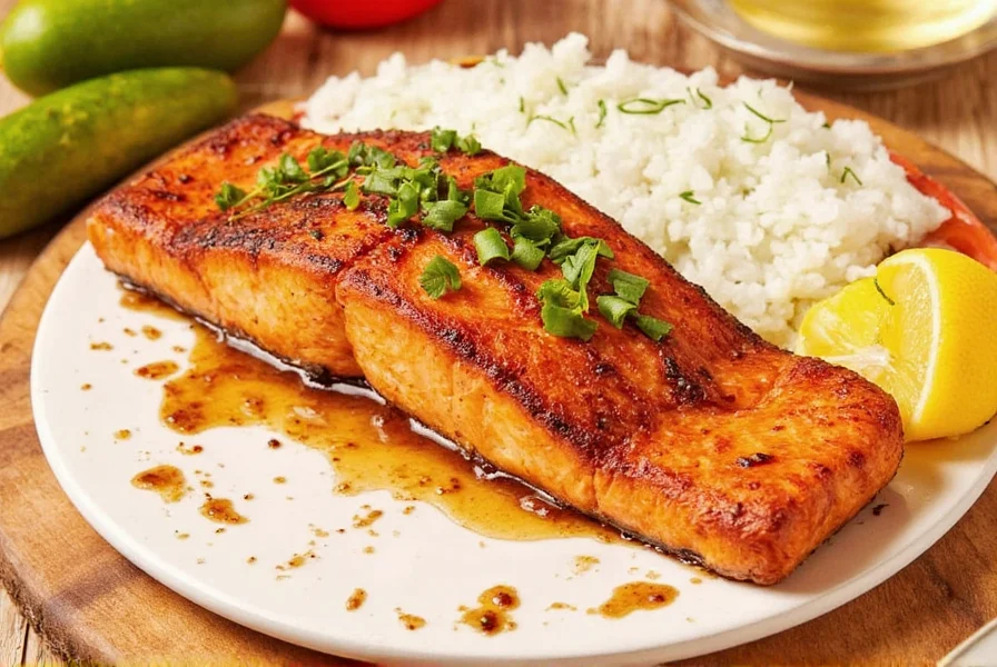 Grilled salmon on a plate