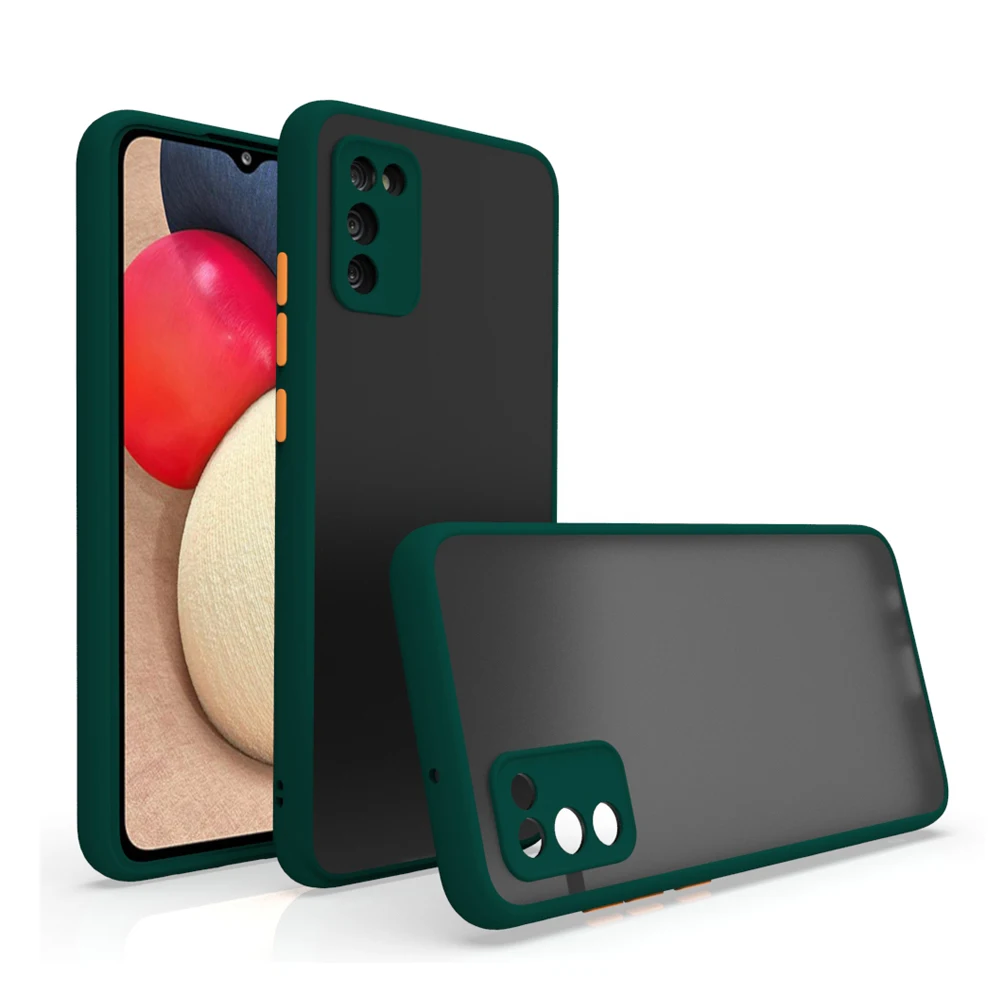 

Fashion Mixed Color Translucent Matte PC Hard Back TPU Hybrid Colored Buttons Case For Samsung Galaxy A02s