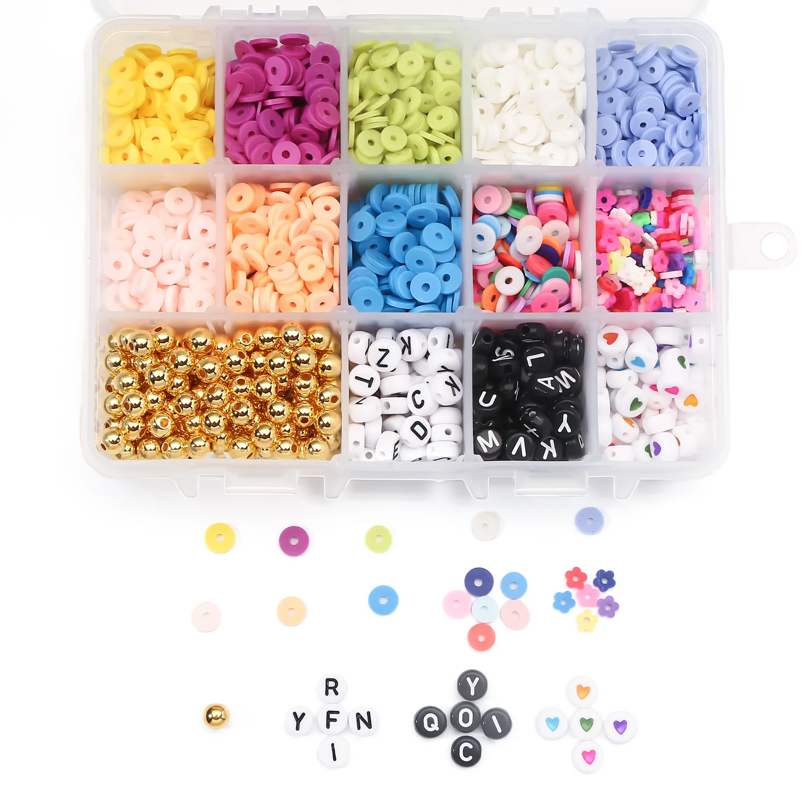 

Hobbyworker Clay Spacer 6mm Flat Round Handmade Colorful Beads Set for DIY Jewellery Earring Necklace Bracelet Craft Making, Picture