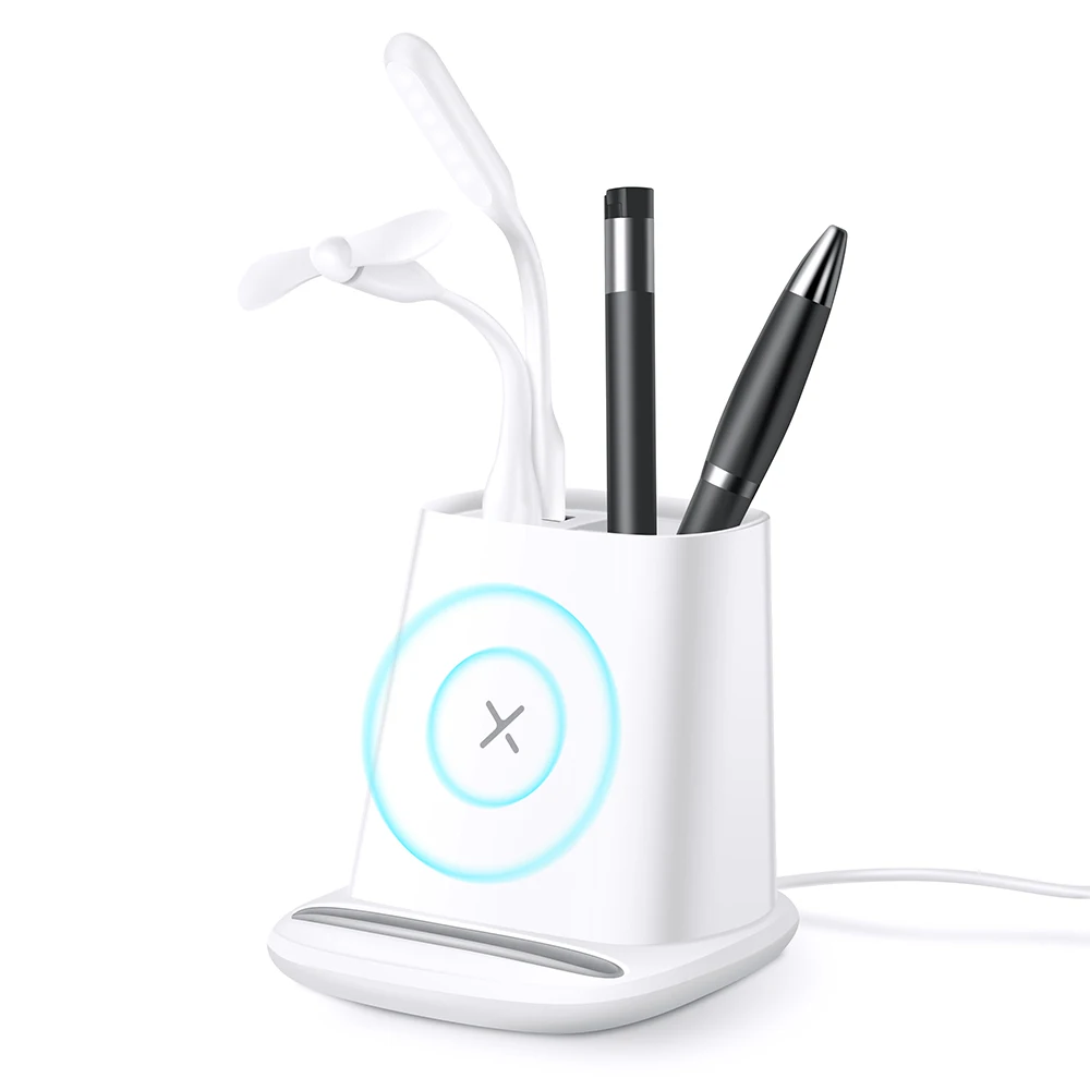 

New Products 2021 4 in 1 Desktop Wireless Charging Station Pen Holder Usb Wireless Charger Stand