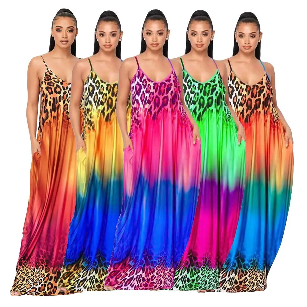

Hot Sale Casual Loose Loose skirt with gradient - coloured halter skirt, As picture or customized make
