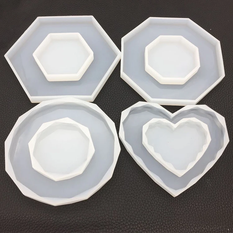 

S305 large hexagon coaster silicone mold diamond octagon heart coaster moulds, Random