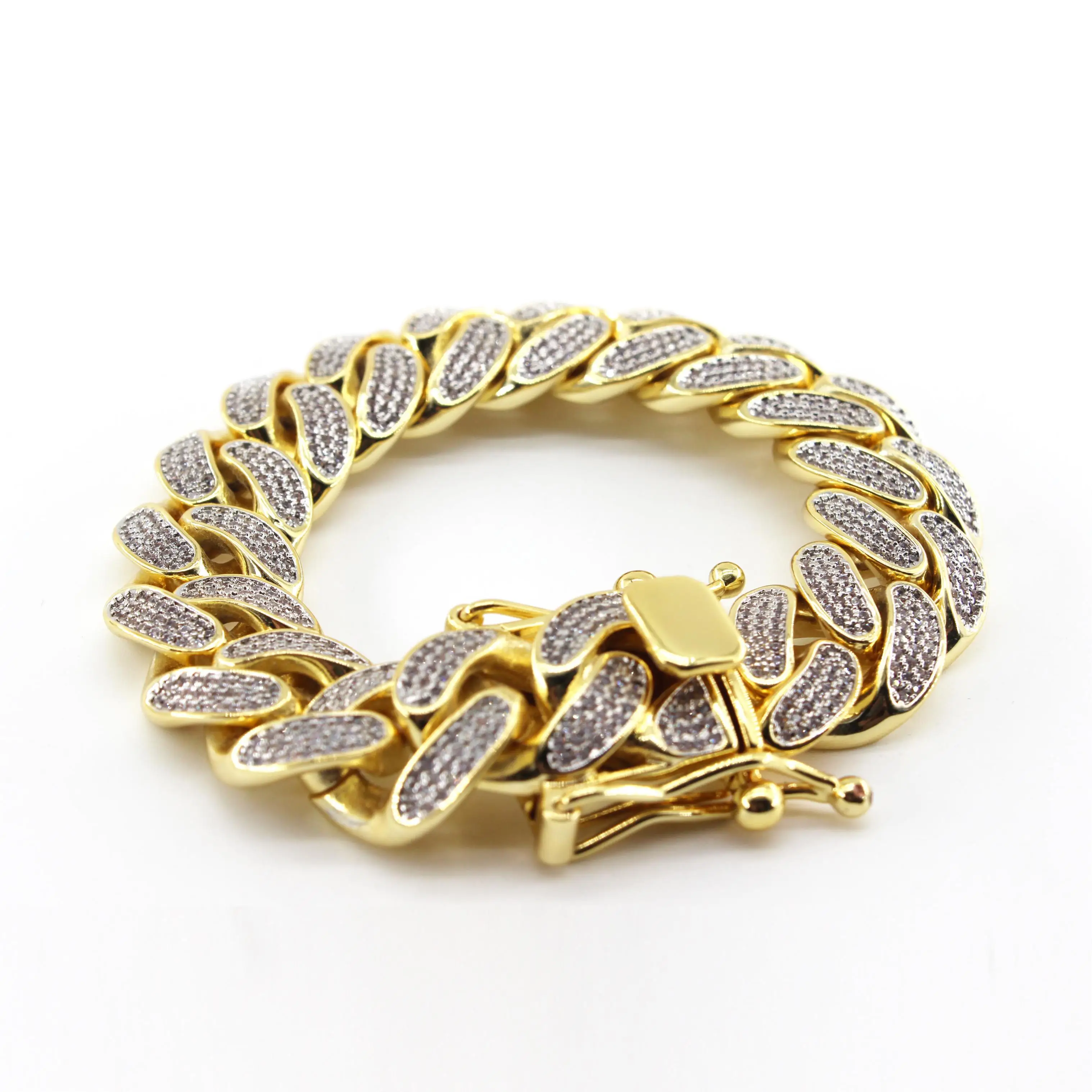 

High quality Cuban link chain iced out baguette moissanite bracelet for men hip hop jewelry