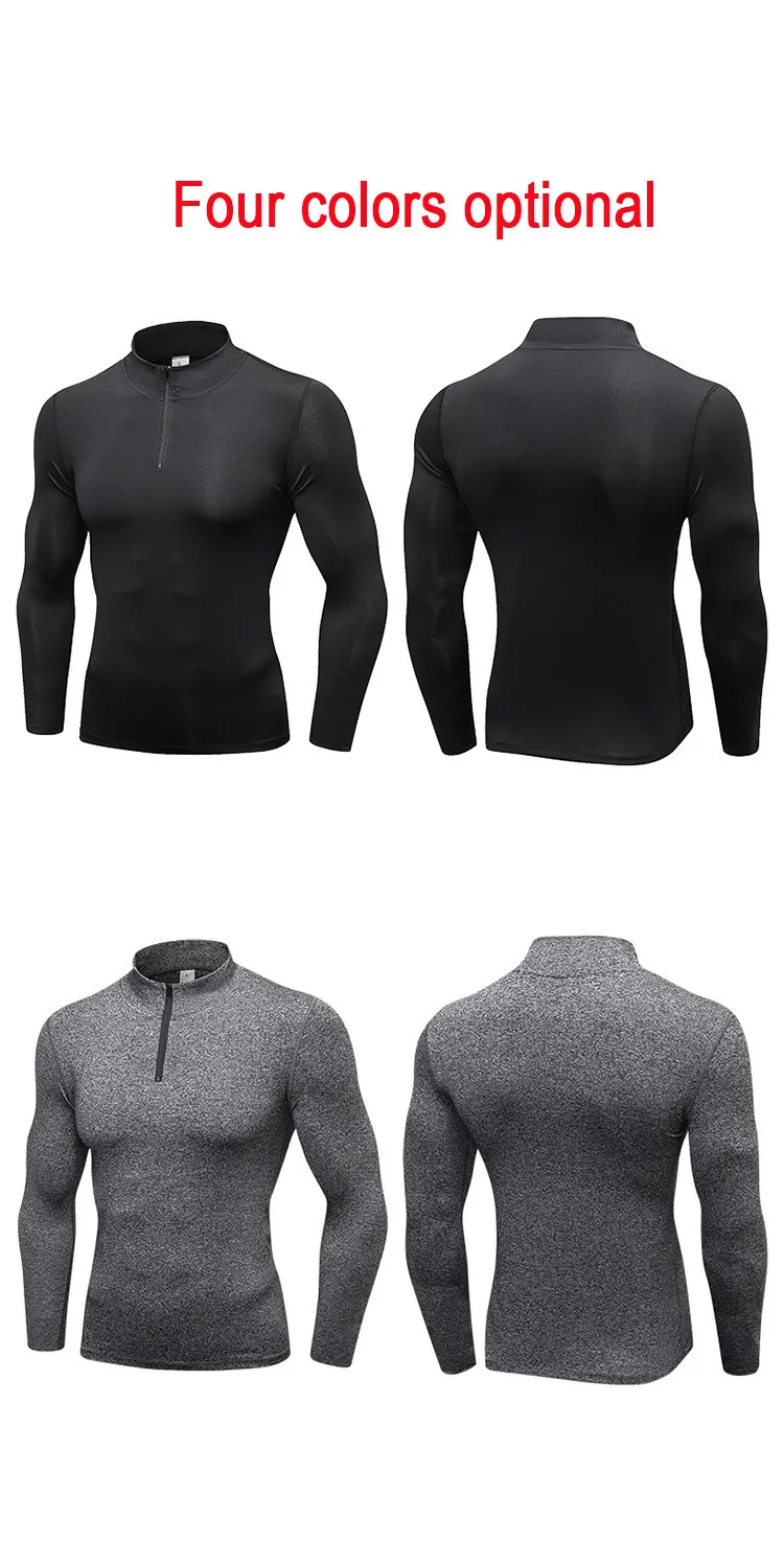 Men's Sports Sweater Fitness Running Training Long Sleeve Half Zipper ...