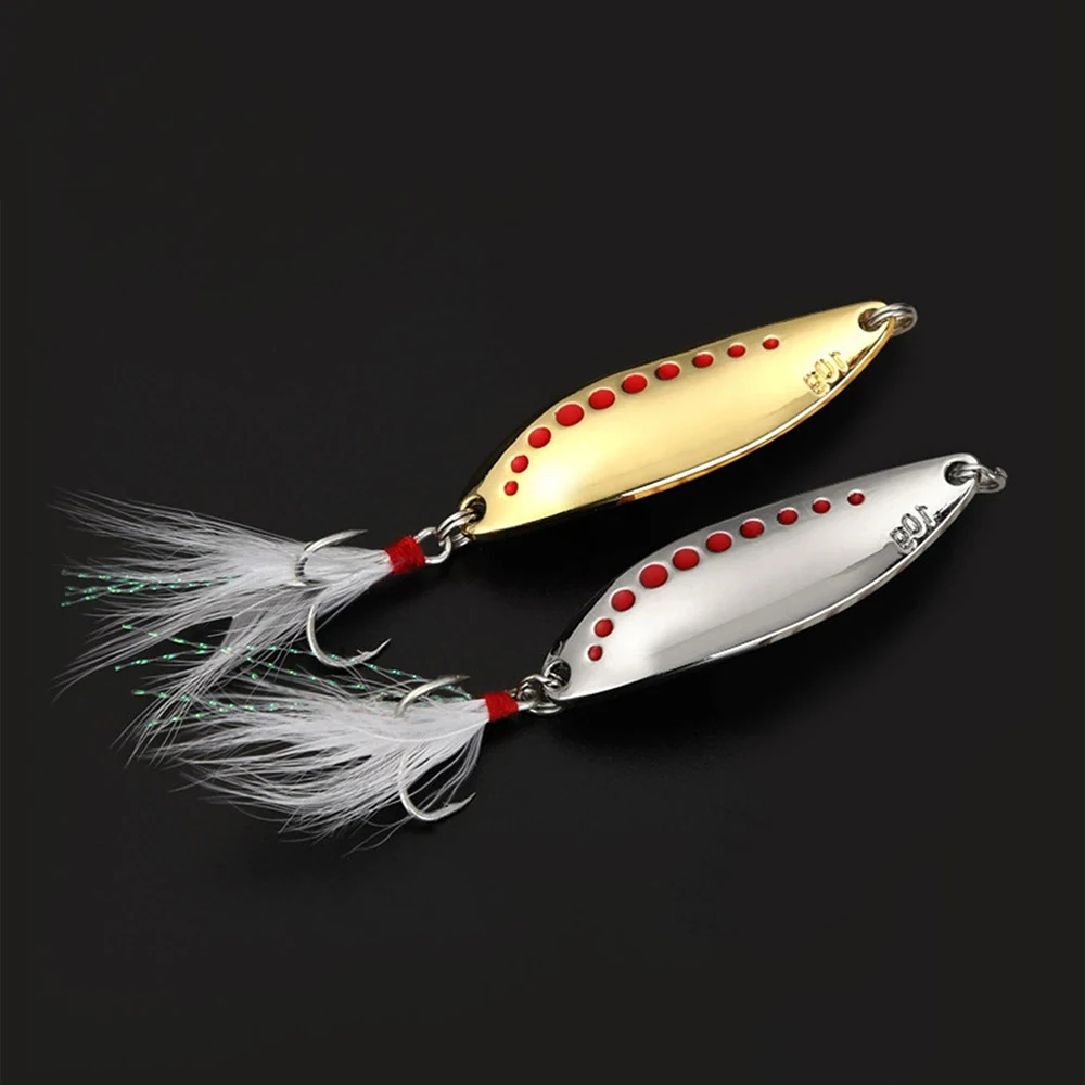 

NewBility 5g 7.5g 15g 20g Artificial Swimbait Lure Trout Fishing Spoon with feather, Gold;sliver