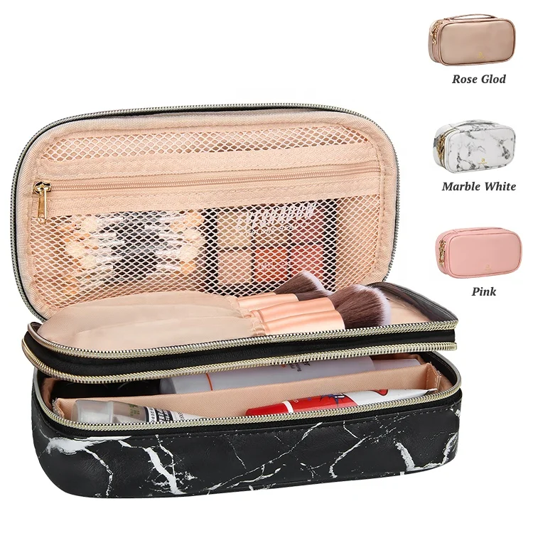 

Relavel Small Waterproof Portable Marble Black Pen Storage Nail Artist Cosmetic Makeup Brush Case Bag Pouch