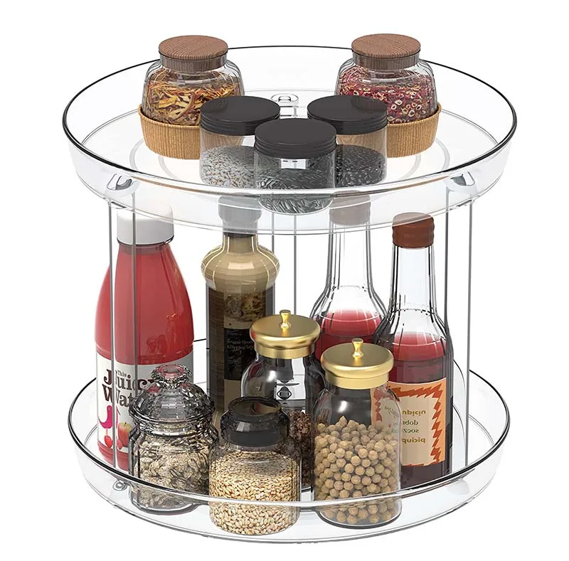 

360 Rotation Cabinet Non-skid Lazy Susan Turntable Organizer Storage Spice Rack Drink Cosmetic Storage Rack