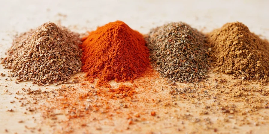 A neatly arranged spice rack showing jars of paprika, cayenne, ginger, and others.