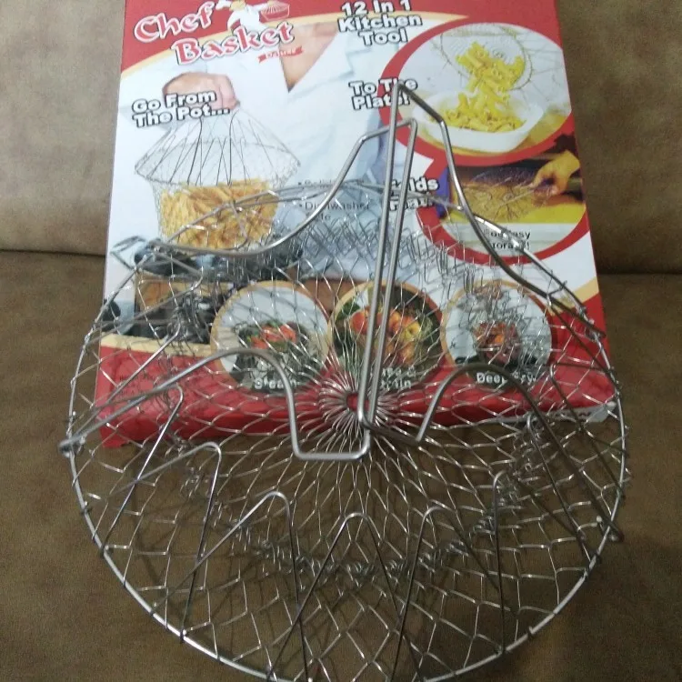 Kitchen Craft Wire Deep Fryer Basket Stainless Steel Mesh Foldable